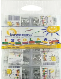 Kit Escolar Cubeta Metalizada - 12 potes