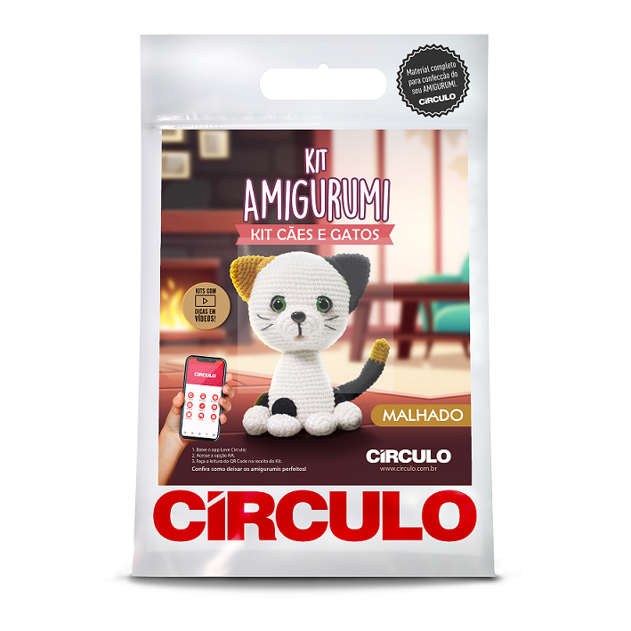 Kit Amigurumi Cães e Gatos Malhado