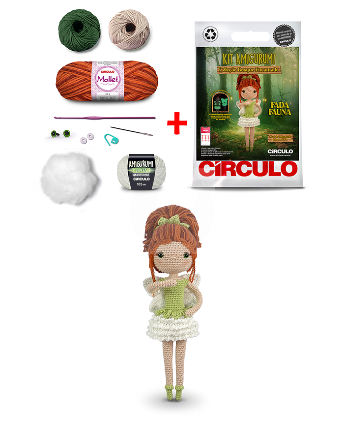 Kit Amigurumi Coleção Bosque Encantado Fada Fauna - Imagem 2
