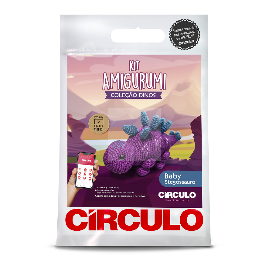 Kit Amigurumi - Coleção Dinos Baby Stegossauro