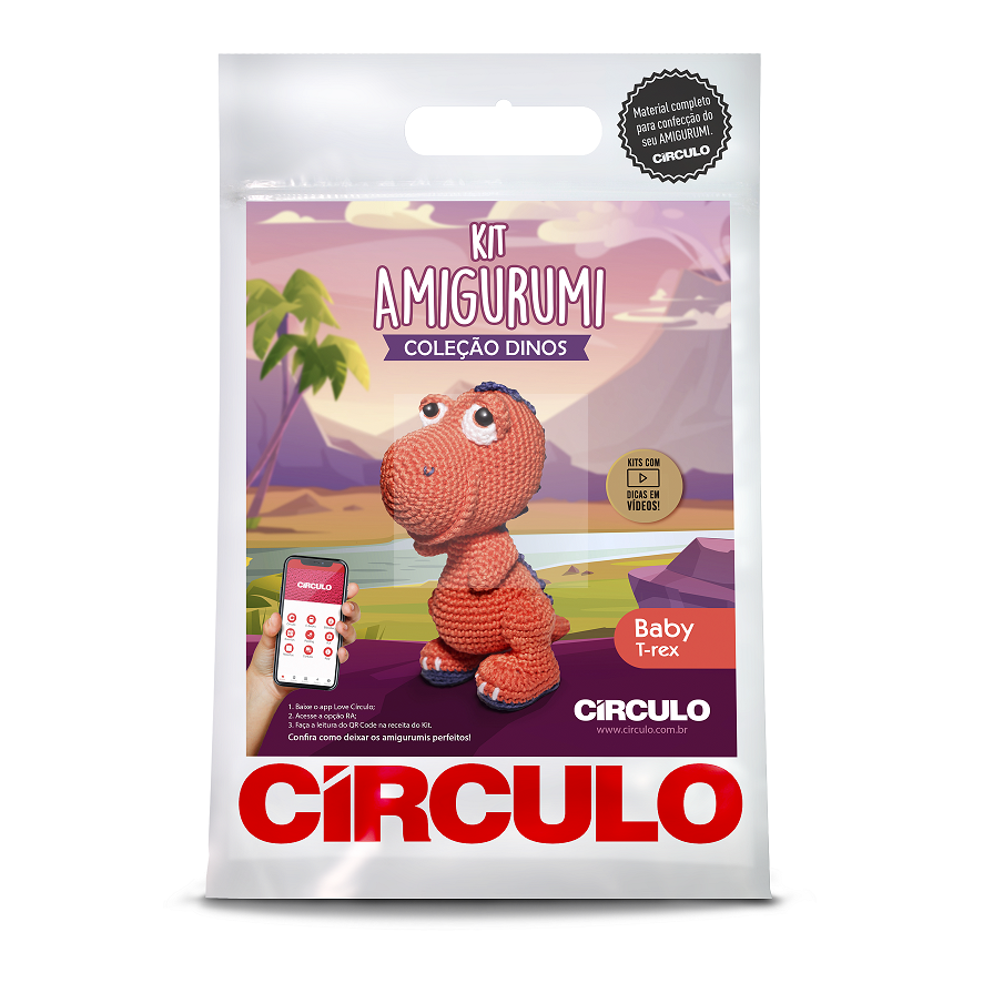 Kit Amigurumi - Coleção Dinos Baby T-Rex