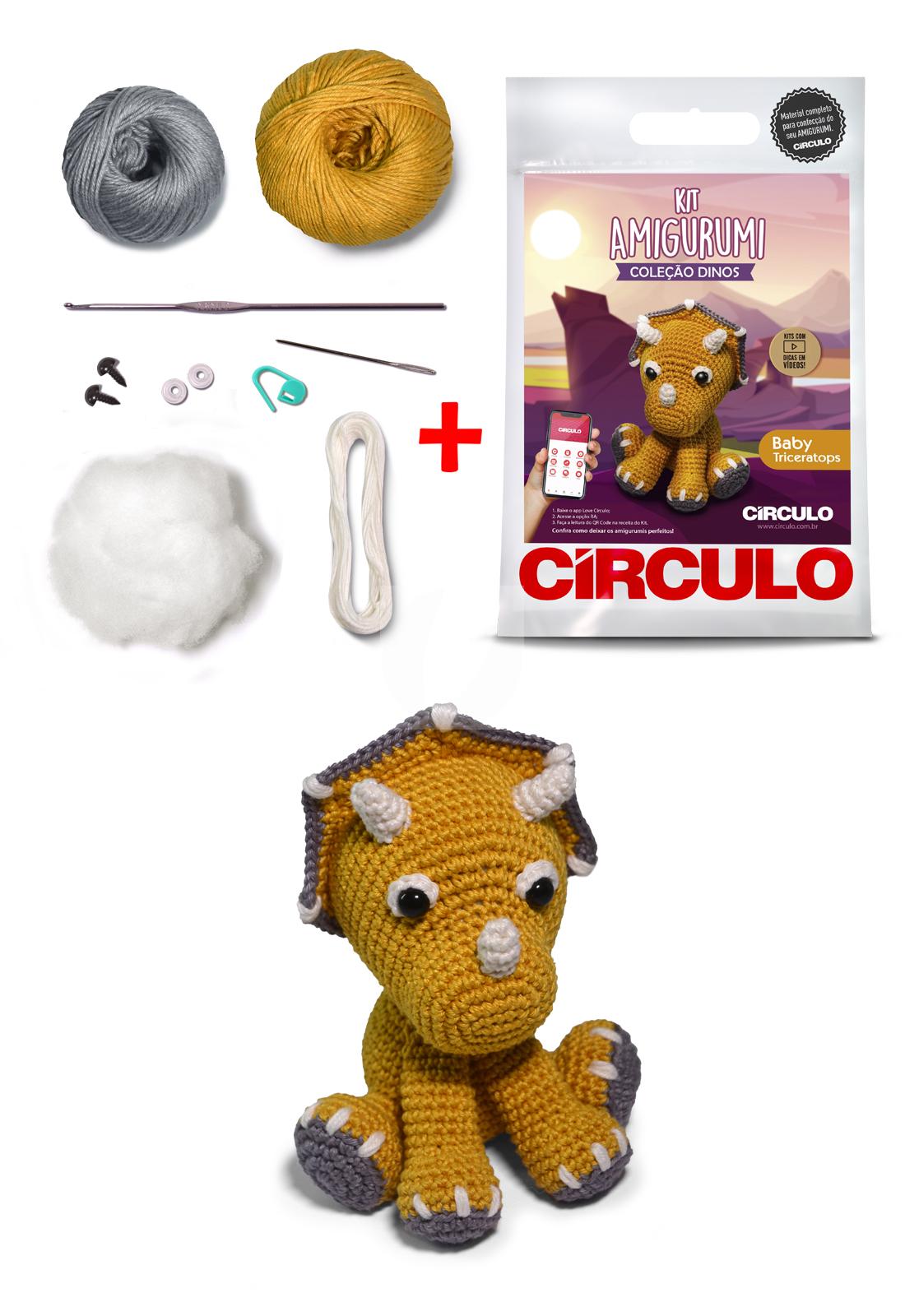 Kit Amigurumi - Coleção Dinos Baby Triceratops - Imagem 2
