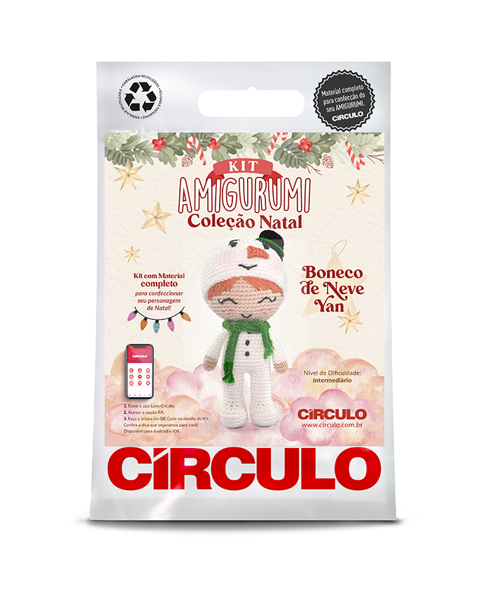 Kit Amigurumi Coleção Natal 2023 Boneco de Neve Yan