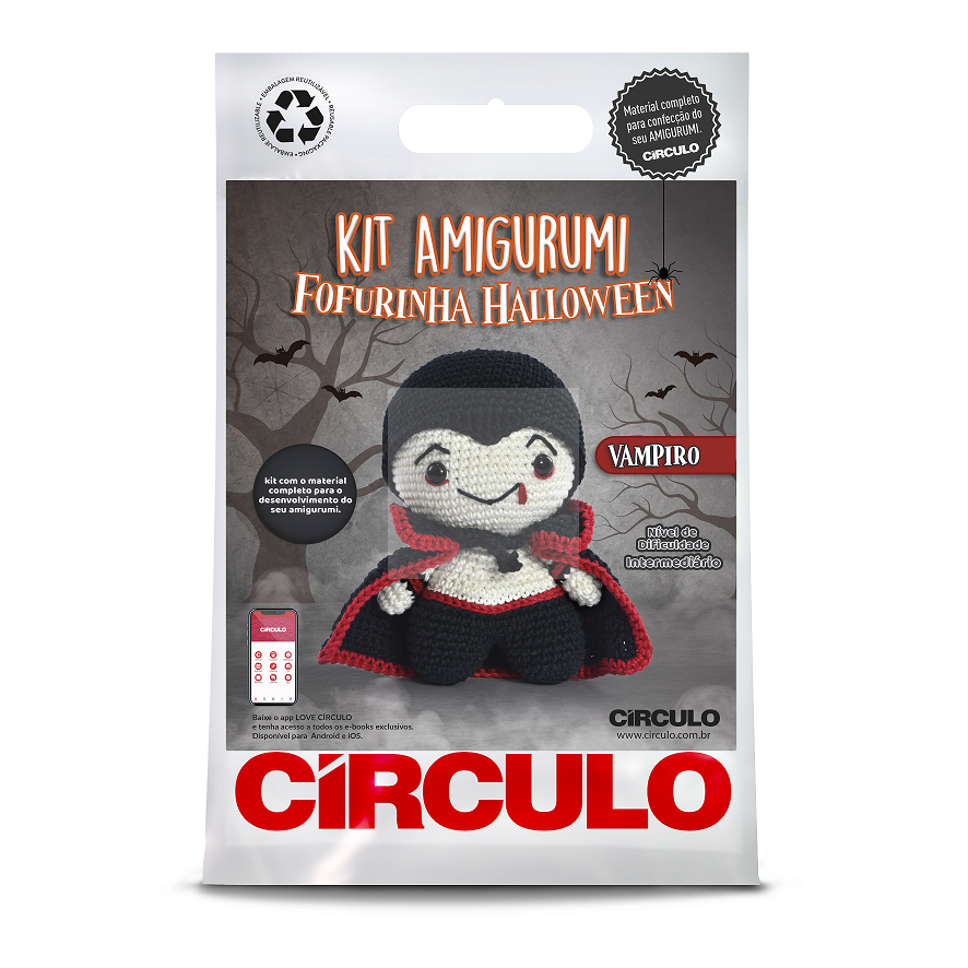 Kit Amigurumi Fofurinha Halloween Vampiro
