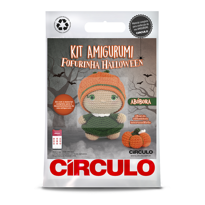 Kit Amigurumi Fofurinha Halloween Abóbora