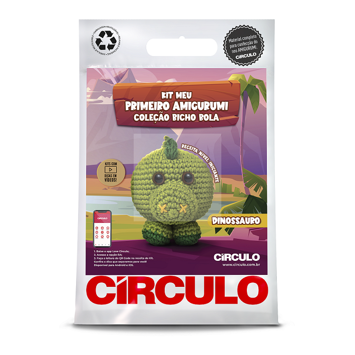 Kit Meu Primeiro Amigurumi - Coleção Bicho Bola Dinossauro