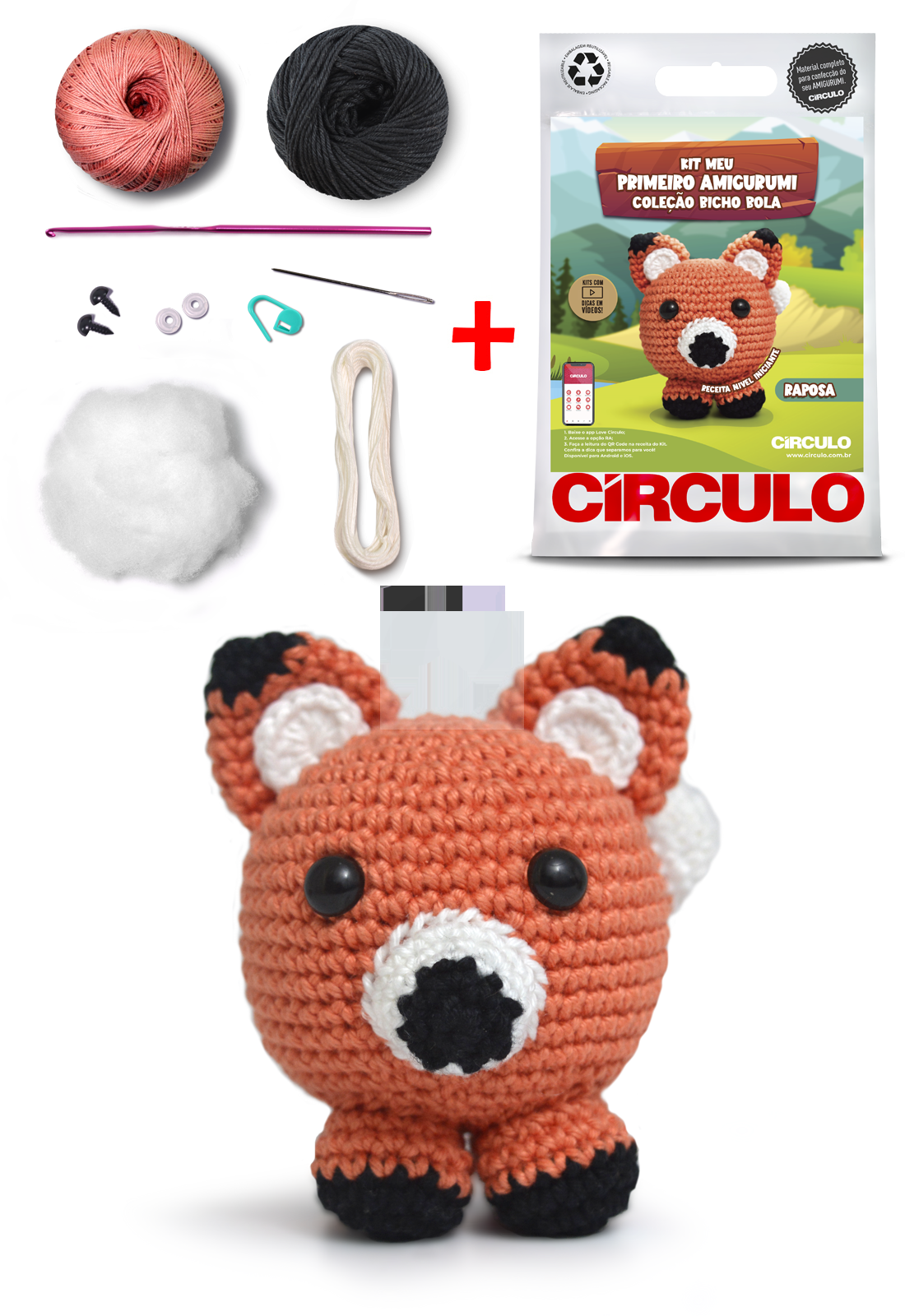 Kit Meu Primeiro Amigurumi - Coleção Bicho Bola Raposa - Imagem 2