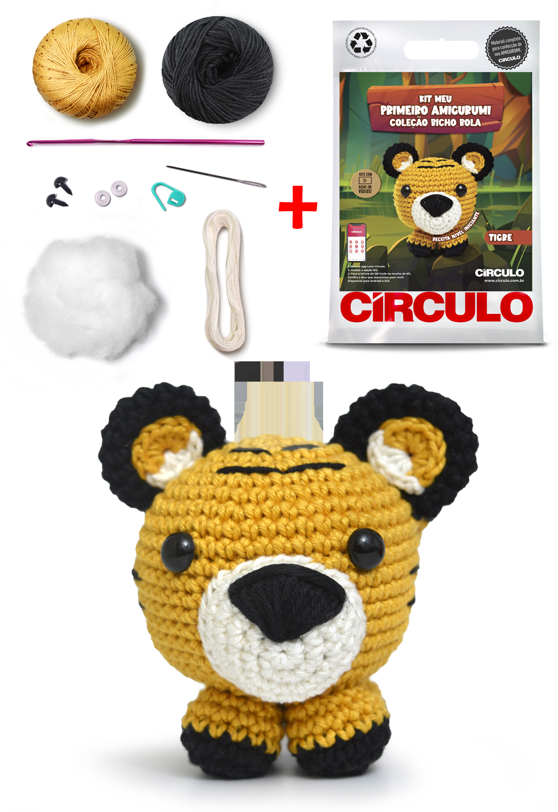 Kit Meu Primeiro Amigurumi - Coleção Bicho Bola Tigre - Imagem 2