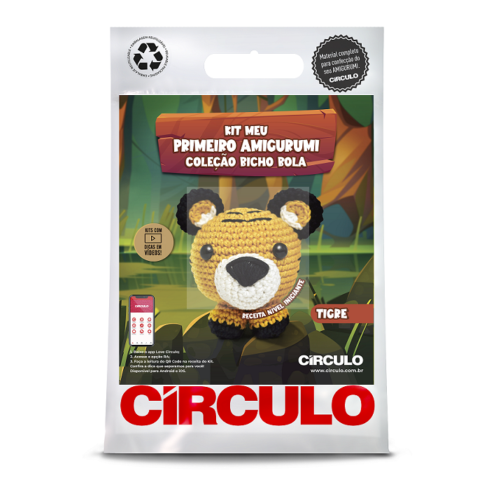 Kit Meu Primeiro Amigurumi - Coleção Bicho Bola Tigre