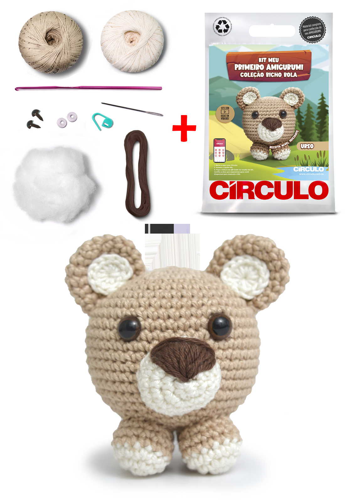 Kit Meu Primeiro Amigurumi - Coleção Bicho Bola Urso - Imagem 2